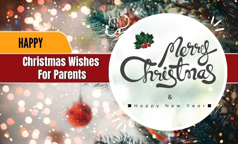 Christmas Wishes for Parents with twinkling lights and holiday decorations