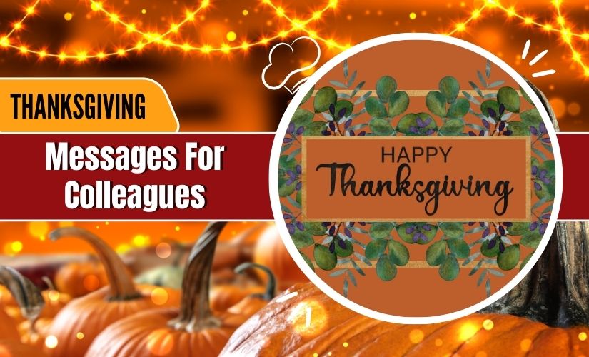 Thanksgiving graphic with pumpkins and decorations