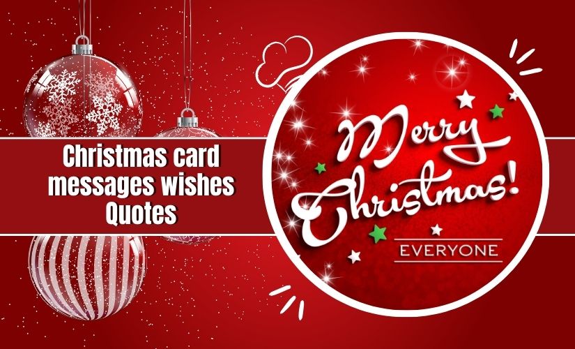 Christmas card in red with sparkling ornaments and stars