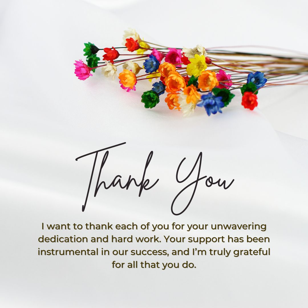 Thank You Message to Team Members for Support